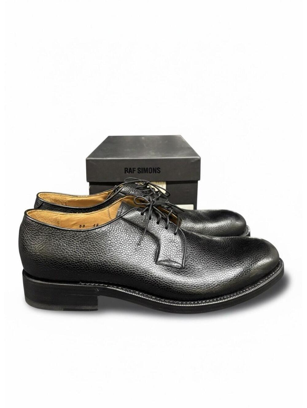 NEW Raf Simons Black Pebble Leather Derby Shoes Men’s Size EU 45 US 12 RARE